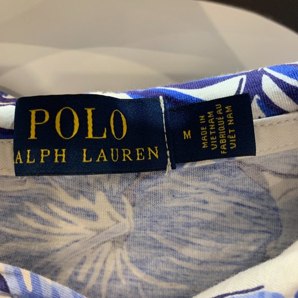 Polo Ralph Lauren pullover hoodie medium white and blue Hawaiian tropical print - Picture 9 of 14
